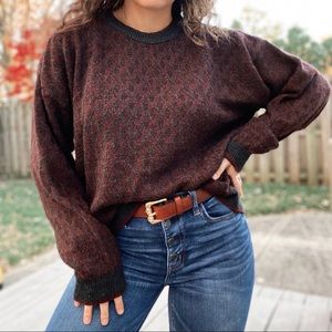 Vintage Maroon Grey Grandpa Sweater
